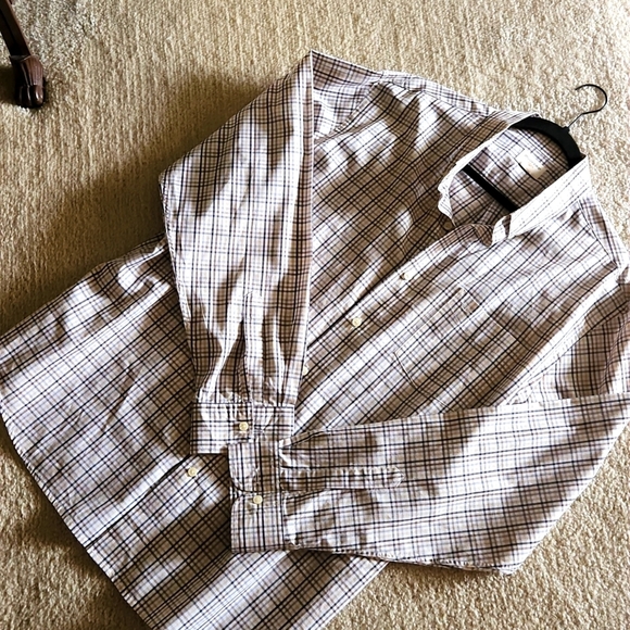 Dockers, Brown, tan, gold plaid men's button down shirt. Sz XL - Picture 6 of 6